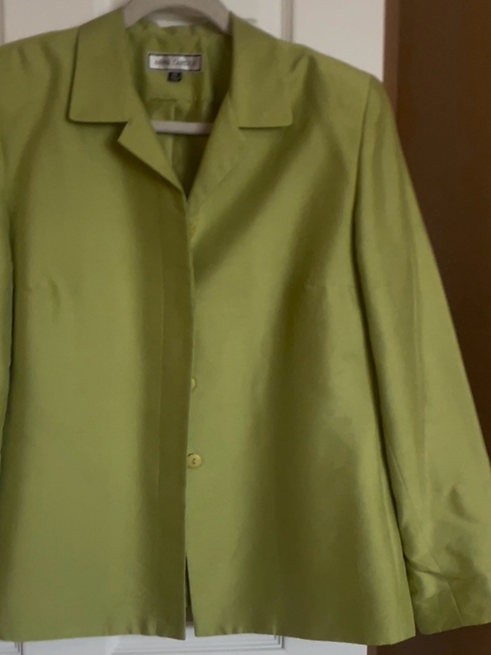 Gorgeous Apple-Green Anna Carole 100% Silk Blazer size 14